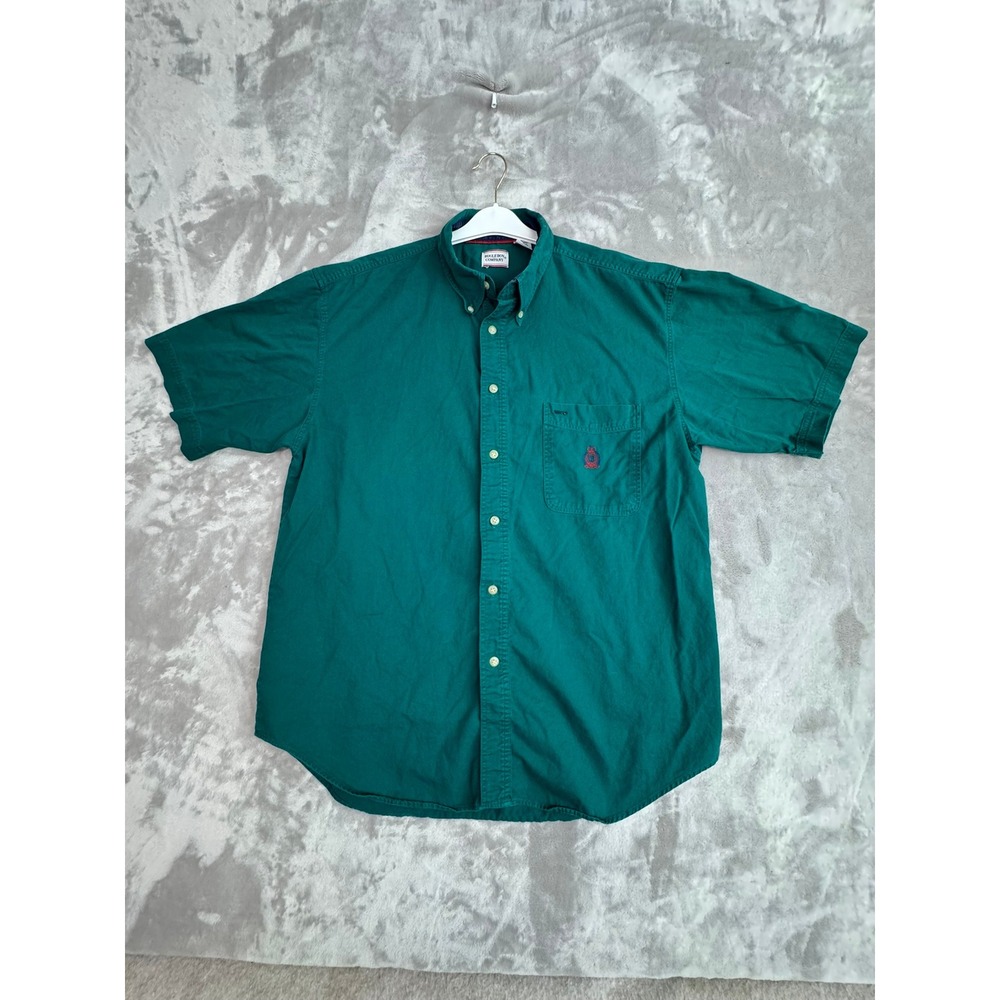 Bugle Boy Company Short Sleeve Shirt Men's Green Embroidered Crest Size‎ L
